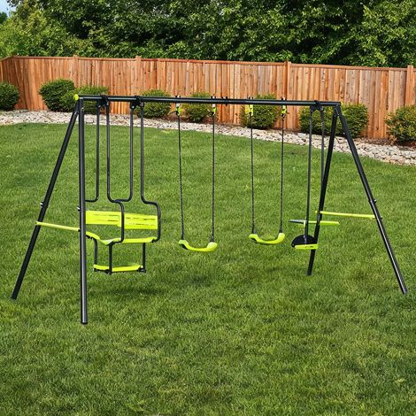 Portique de balançoire vert en acier 355 x 184 x 186 cm (1/5)