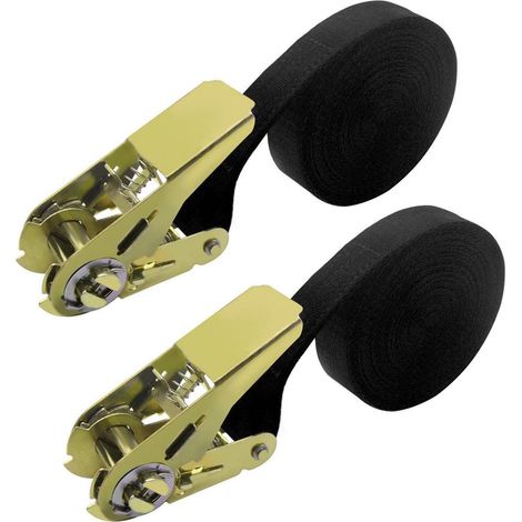 2x sangles d'arrimage avec cliquet 6m, capacité de rétention 800kg, Noir