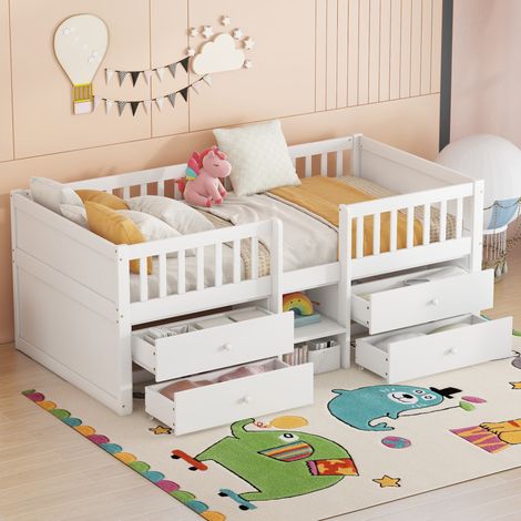 struttura letto 90x200 con 4 cassetti e scala OKMYHOME (1/5)