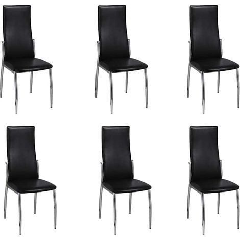 Maison Exclusive - Esszimmerstühle 6 Stk. Schwarz Kunstleder (1/5)