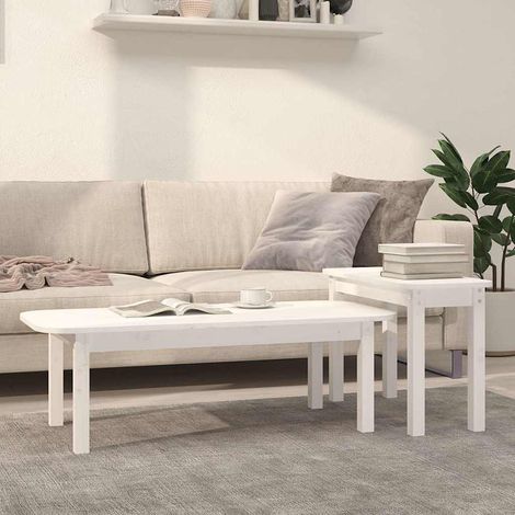 vidaXL 2 Piece Coffee Table Set White Solid Wood Pine (1/5)