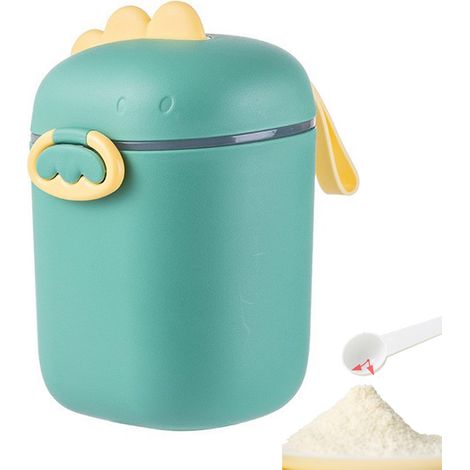 2 distributeurs de lait en poudre, forme dinosaure, 400 ml et 800 ml, étanches, avec cuillère doseuse intégrée, idéaux pour voyage et bébé (1/5)