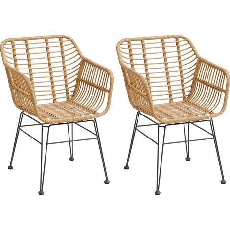 Hesperide – Lot de 2 fauteuils de jardin Lambada sésame en acier traité époxy – Résistants aux UV – Housse de coussin amovible incluse – Montage facile