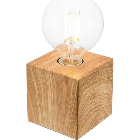 Lampe de table 1 feuille. LEONIE couleur chêne clair pour 1xE27, max.42W 10cmx10cm, H: 10cm ON / OFF tactile (1/2)