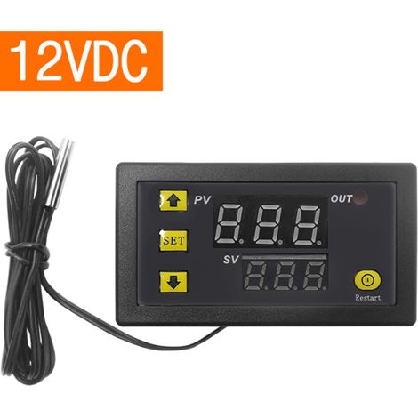 Controlador de temperatura digital en miniatura W3230 con pantalla LED, termostato de 12 V CC y 20 A, interruptor de control de temperatura, sensor y pantalla. (1/5)