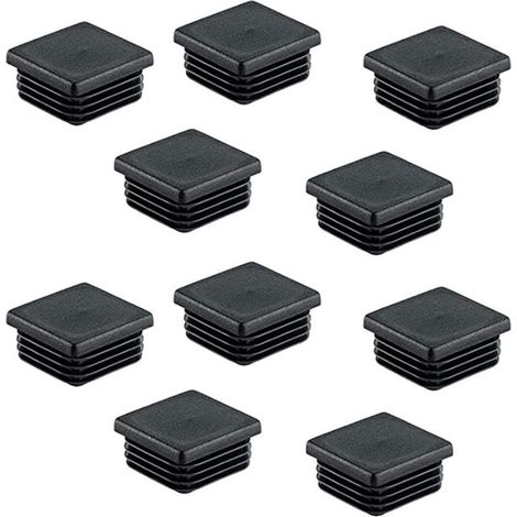 Lot de 25 bouchons pour tuyaux carrés 40 x 40 mm – Plastique PE résistant aux chocs – Protection des sols et meubles – Installation facile - NOIR 40 X (1/5)