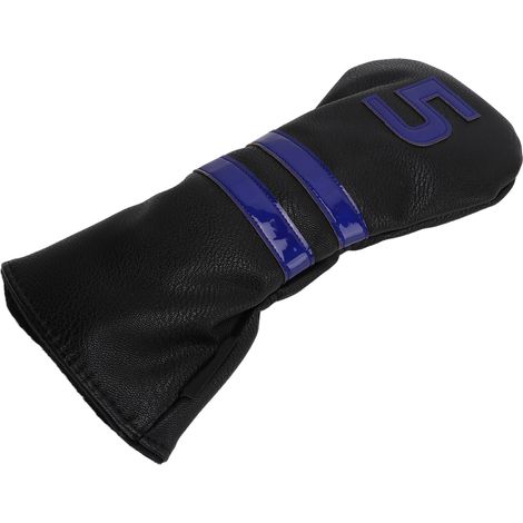 Housse de tête de club de golf imperméable en cuir PU, modèle n° 5, noire. (1/5)
