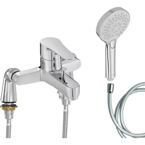 Mitigeur baignoire JACOB DELAFON July + pommeau de douche Metro + flexible de douche lisse + colonnettes Idro'Flex (1/4)