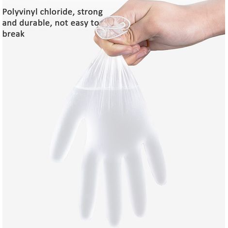 Gants de protection jetables en PVC, sans poudre, haute élasticité, résistants à la perforation, en latex, taille M. (1/5)