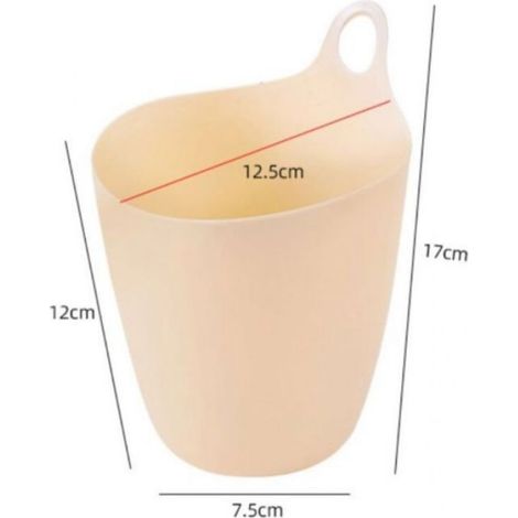 Mini poubelle murale beige – rangement bureau ou pot à crayons, gain de place (1/4)