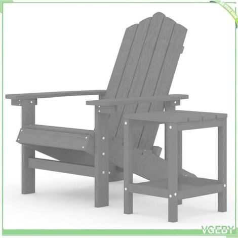 Chaise de jardin Adirondack avec table - FAFEICY - 3095701 - PEHD anti-UV - Anthracite - Faible entretien (1/5)