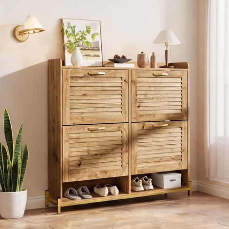 Meuble de rangement pour chaussures 4 portes en MDF et métal (1/5)