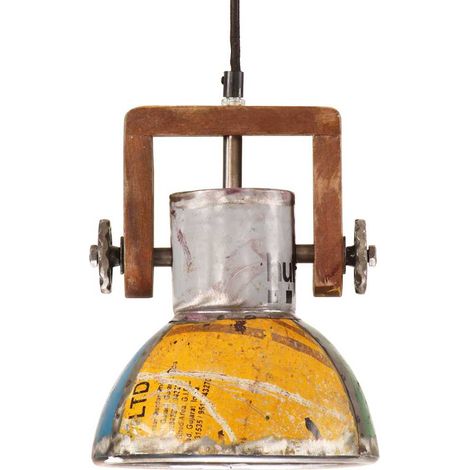 vidaXL Lámpara colgante industrial redonda multicolor E27 25 W 19 cm (1/2)