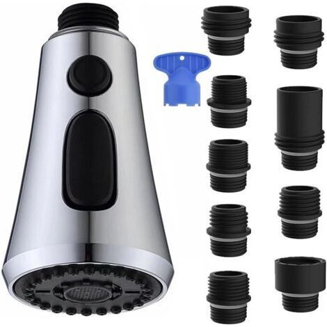 3 Modes Shower Head, Kitchen Faucet Accessory, Replacement Shower Head, with High Pressure Rinse Button, for Kitchen Faucet and Sink (Galvanized) (1/5)