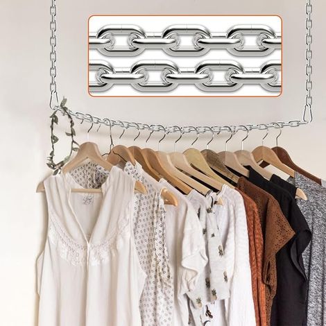Chaine Acier, 5 M Chainette Metal 4 mm Chaines Galvanisé avec Maillons Soudés Chaîne au Metre avec Mousquetons pour Corde à Linge Cadenas Plantes Suspendues Fauteuil (1/2)