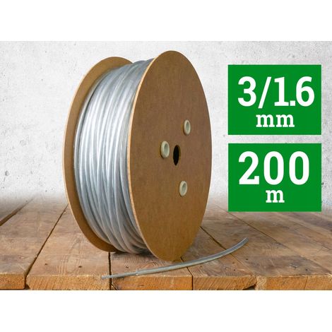 Câble en acier gainé PVC 1,6/3 mm, 200 m, incolore (1/5)