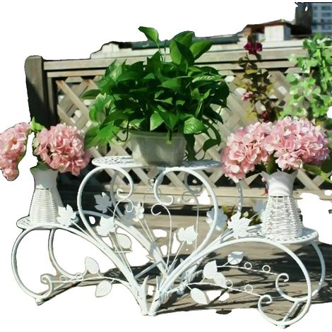 Soporte para plantas de 4 niveles, para uso interior y exterior, color blanco. (1/2)