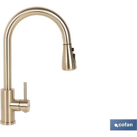 Robinet de cuisine doré en acier inoxydable 304, 3 fonctions et bec pivotant à 360° (1/4)