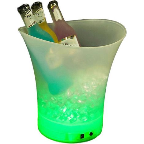 Seau à champagne lumineux, seau à glace LED, bar, caisse à champagne, seau à glace LED vert en plastique étanche pour bière (1/5)