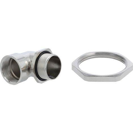 STEX24 Winkelverschraubung mit Gegenmutter M32x1,5 Zink-Druckguss vernickelt Gewindelänge 18,5mm - 1 Stück