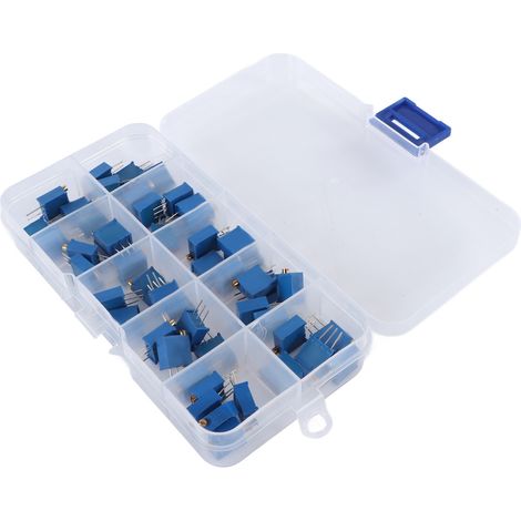 Lot de 50 potentiomètres 3296W réglables, résistances variables 500Ω à 1MΩ (500, 1K, 2K, 5K, 10K, 20K, 50K, 100K, 200K, 1M), trimmer multitour pour réglage précis (1/5)