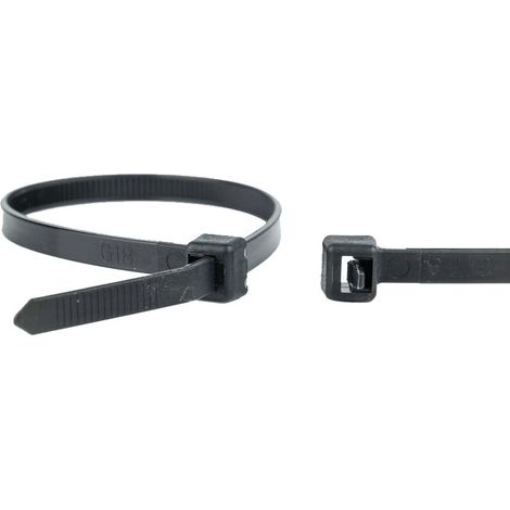 WKK Kabelbinder wiederverschließbar 370mm Set - schwarze Kabel Binder Stärke 4,8mm aus robustem Polyamid 6.6 - 100 Stück