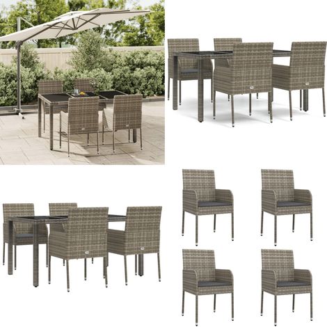 5-tlg. Garten-Essgruppe mit Kissen Grau Poly Rattan - Garten Essgruppe - Garten Essgruppen - Home & Living (1/5)