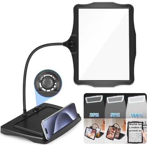 Lámpara de pie con aumento recargable de 10 aumentos, lupa de escritorio flexible con cuello de cisne y 50 LED, lupa grande iluminada para leer, coser, manualidades, pintar y proyectos de bricolaje (n