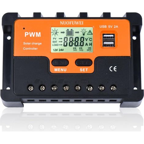 PWM 60A Contrôleur de Charge Solaire 12V 24V 48V Identification Automatique, 60A Régulateur Charge Solaire pour Plomb Acide Batterie lithium Batterie (1/4)