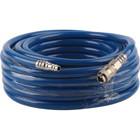 Tuyau pneumatique flexible en PVC bleu de 15 m avec raccord rapide pour compresseur d'air (1/5)