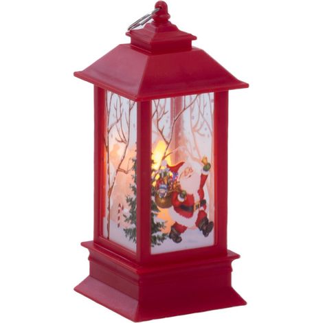 LED-Laterne aus Metall mit weihnachtlichem Motiv