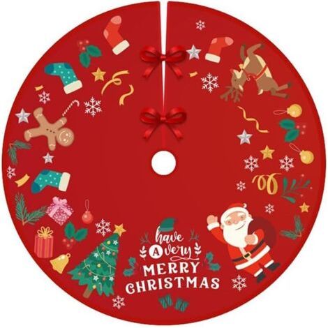 Pair Jupe de Sapin de Noël Rouge, Couverture Sapin de Noël, Christmas Tree Skirt Plaid écossais Couvre Pied Sapin Noel Decoration Fête de Sapin Jupe de Sapin d'arbre de Noël Tapis, 90CM