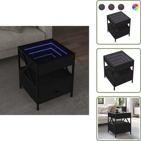 vidaXL Table basse avec LED Infinity noir 40x40x51 cm (1/5)