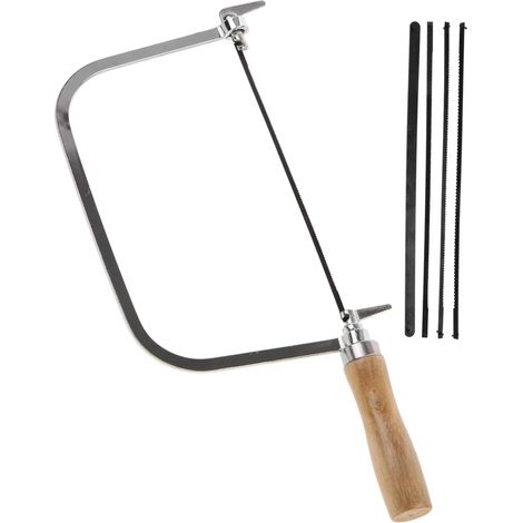 Scie à Chantourner à Main avec Poignée en Bois Noire 1 Set, Lames de Rechange Incluses, Fer et Bois, Légère, Usage Pvc et Menuiserie (1/5)