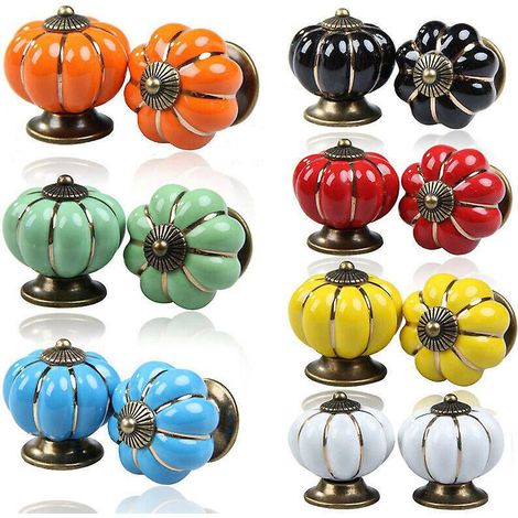 14pices Poigne De Porte Bouton Des Meubles Boutons En Cramique Tirette De Tiroir Citrouille Tire Placard Armoire Commode Bouton Vintage (1/5)