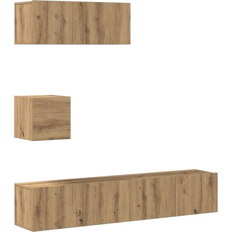 4 Piece TV Cabinet Set Wall-mounted Artisan Oak Engineered Wood vidaXL (1/5)