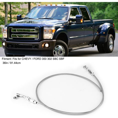 Universeller 36-Zoll-Gaszug für CHEVY / FORD 350 302 SBC, geflochtener Edelstahl (1/5)