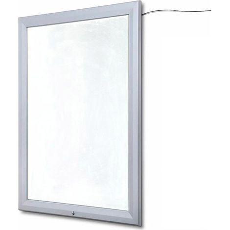 Bacheca con Apertura a Ribalta 70x100 cm in Alluminio Retroilluminata con Led Porta Poster Silver (1/5)