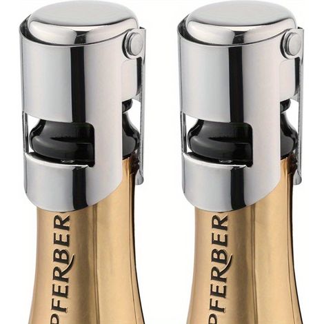 Bouchons de champagne réutilisables (lot de 2), fermeture en acier inoxydable pour vins mousseux et cavas-AquaForge (1/5)