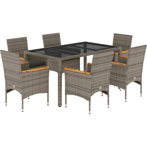 Maison Exclusive - Set comedor jardín 7 pzas y cojines ratán sint (1/5)