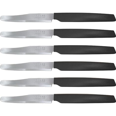 Set 6 Coltelli da Tavola Cucina Active Lama Seghettata Neri Pedrini (1/2)