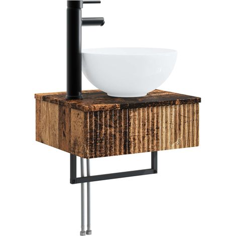 vidaXL Wall-Mounted Wash Basin Old Wood 40 x 35 x 39 cm