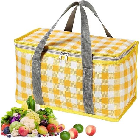 Sac isotherme réutilisable pour pique-nique, sac de plage isotherme, sac isotherme avec fermeture éclair - Sac isotherme pour aliments chauds ou froids, pique-nique, plage, livraison de repas, activit (1/5)