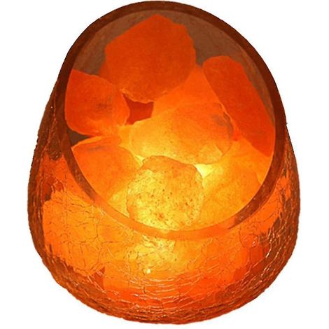Himalaya-Salzkristalllampe, Nachttischlampe aus Crackle-Glas mit Eis-Effekt, trendiges Nachtlicht, dimmbare Tischlampe, europäischer Stecker (1/5)