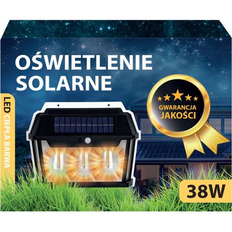 Solarlampe, Straßenlaterne, Bewegungsmelder, Dämmerungssensor, Fernbedienung, LED-Wandlampe