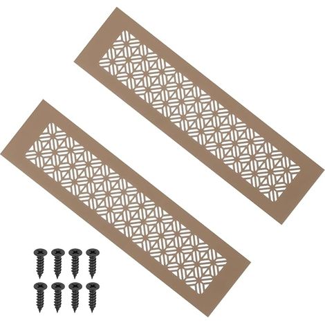 Ventilation Grille 300 x 80 mm Door Air Vent Grille Aluminium Ventilation Grille with Mounting Screws for Cabinet Door, Brown (1/5)