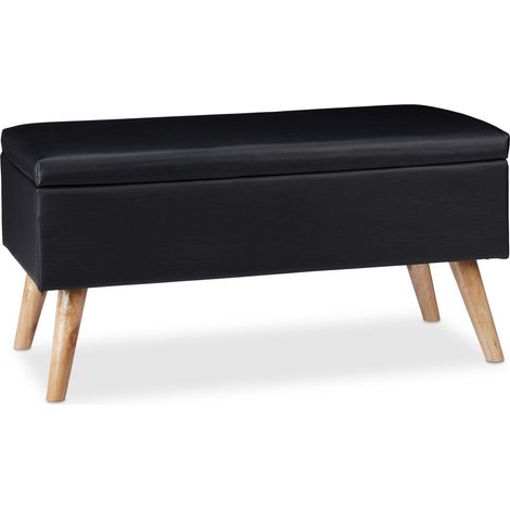 Panca contenitore moderna con coperchio 40 x 80 x 39,5 cm seduta imbottita e gambe in legno di eucalipto bianco 130005514