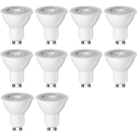 Basics Lot de 10 ampoules spot LED GU10 4,7 W (équivalent 50 W) Blanc Chaud Intensité non variable (1/3)
