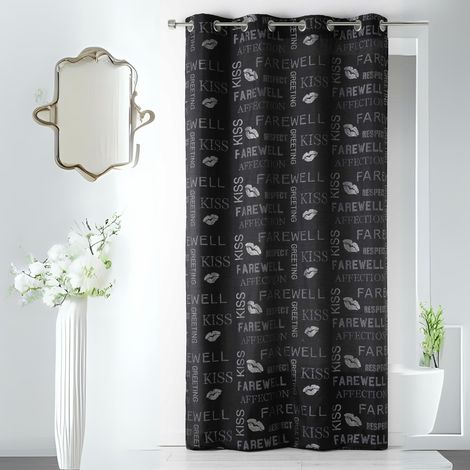 Rideau en Shantung Fantaisie à Paillettes Noir 140x260 cm