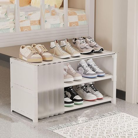 Panca per scarpe, organizer per scarpe a 3 ripiani per ingresso sottoletto, portascarpe, ripiani per scarpe indipendenti, portascarpe (1/2)